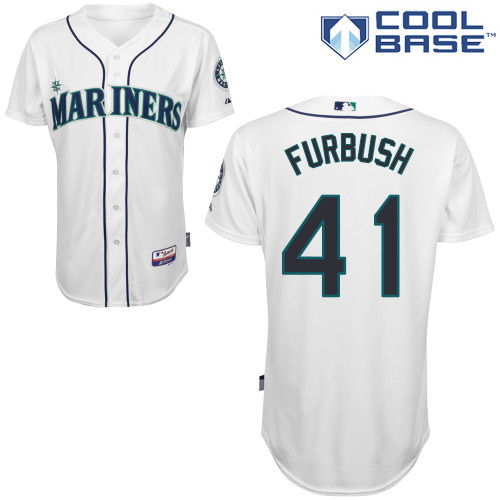 Charlie Furbush #41 MLB Jersey-Seattle Mariners Men's Authentic Home White Cool Base Baseball Jersey
